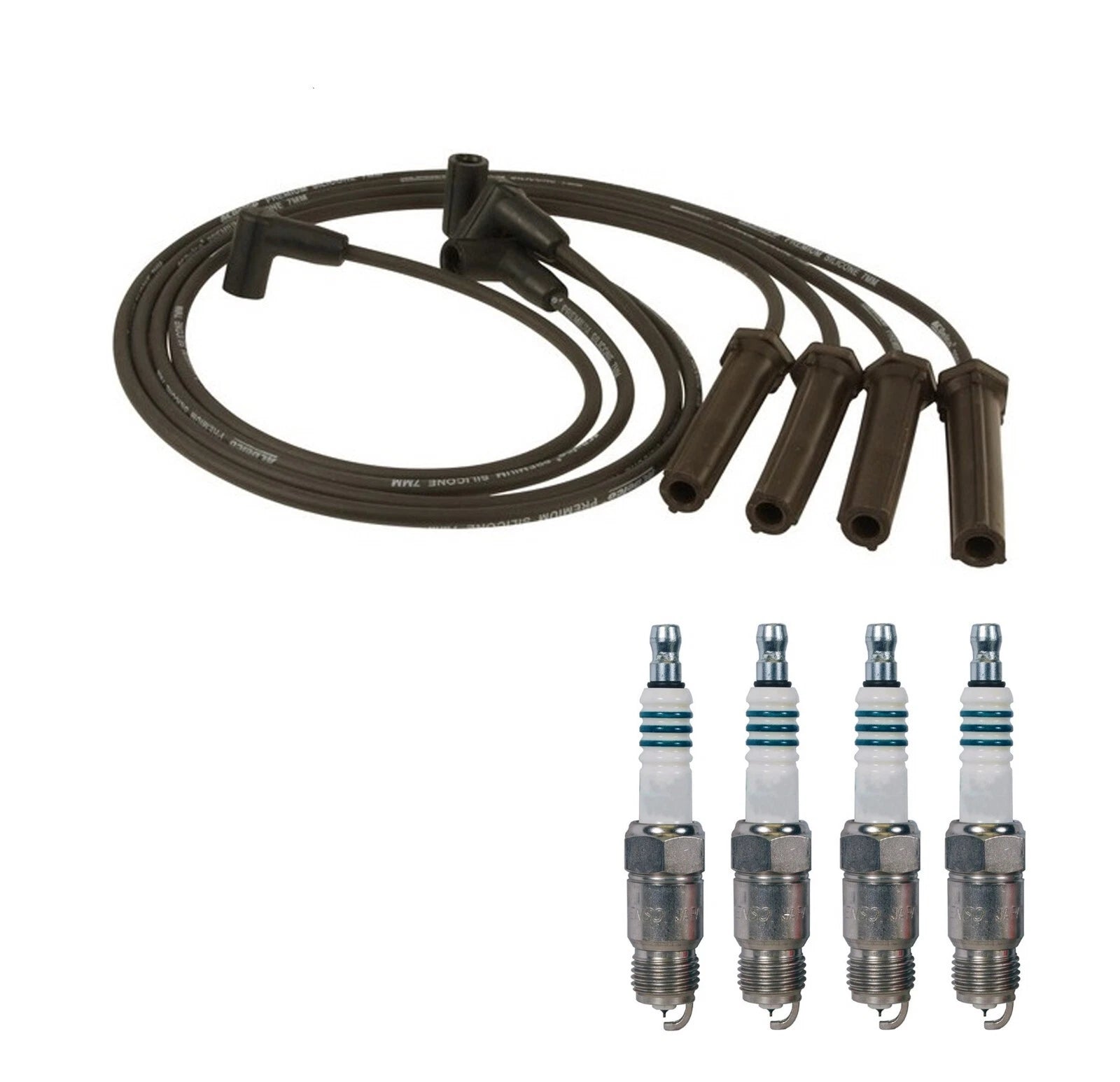 Denso 7mm Wire Set & 4 Iridium Spark Plugs for GMC Sonoma (1996–2004)