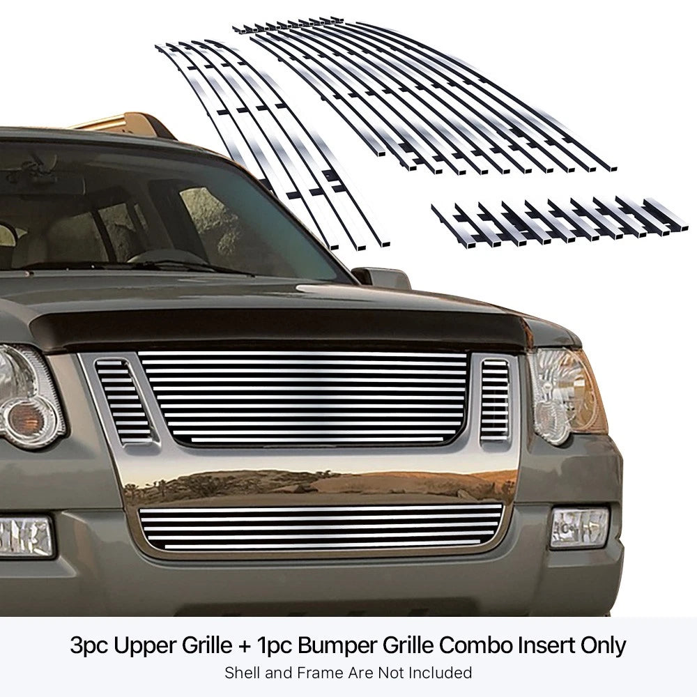 Stainless Chrome Billet Grille Combo for Ford Explorer Sport Trac (2007-2010)