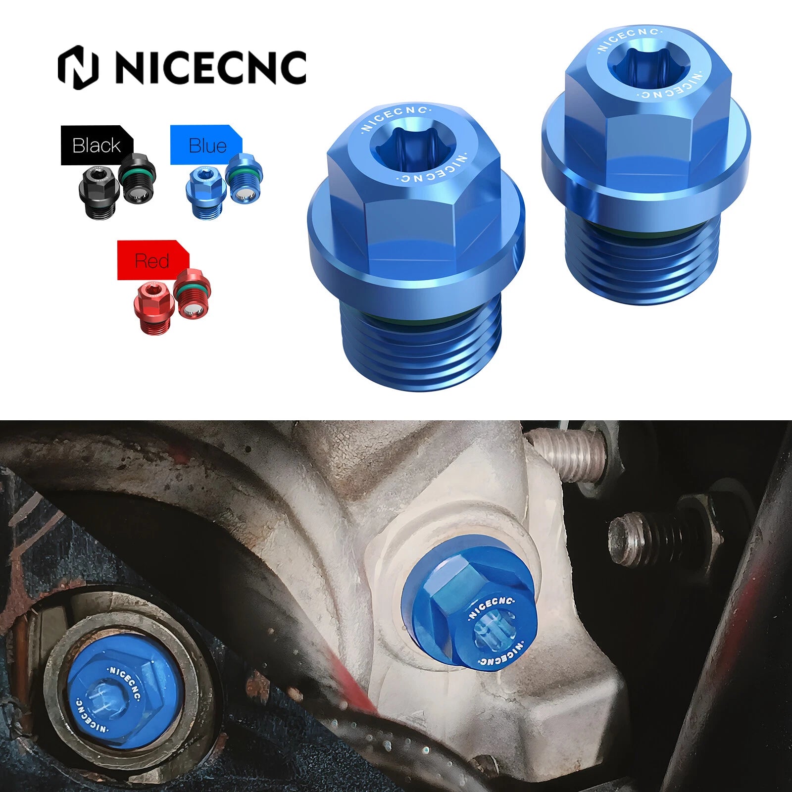 Front Differential Oil Drain Plug with Fill Plug for Polaris RZR XP 1000 Turbo (2014–2023)