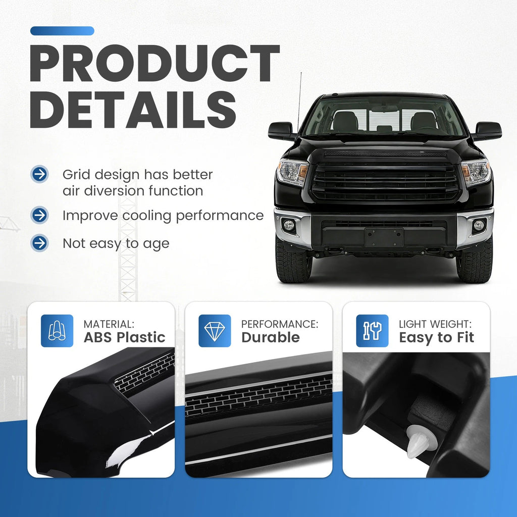 Glossy Black Front Upper Grille Hood Bulge Scoop for Toyota Tundra (2014–2021)
