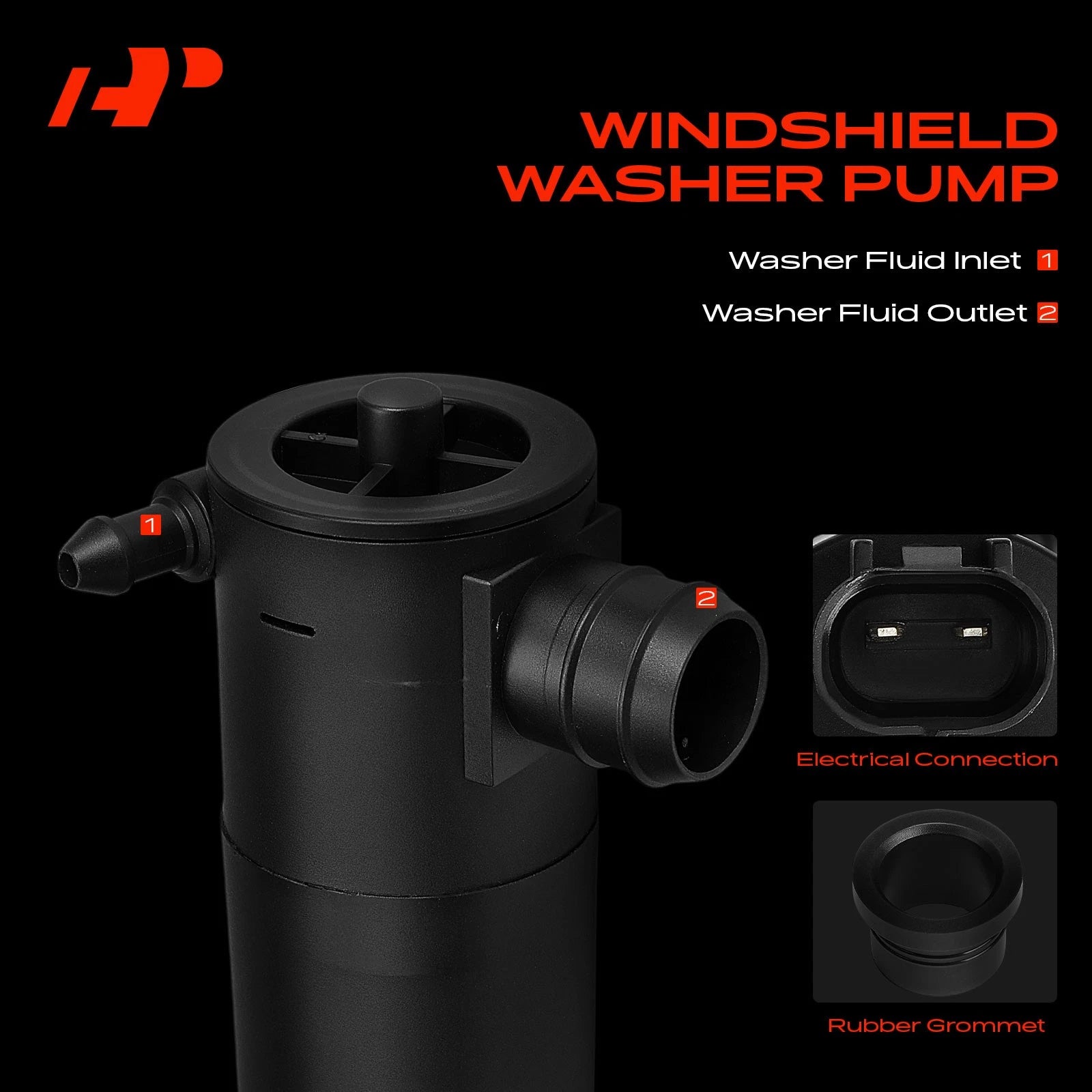 Windshield Washer Pump with Rubber Grommet for Nissan