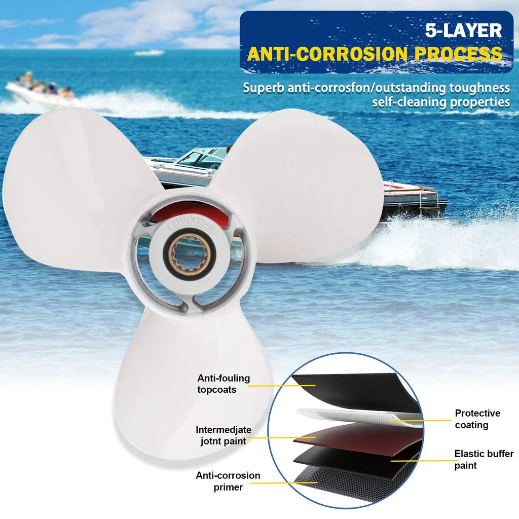 11 3/8x12 Aluminum Boat Propeller for Yamaha 25-60HP (13 Spline)