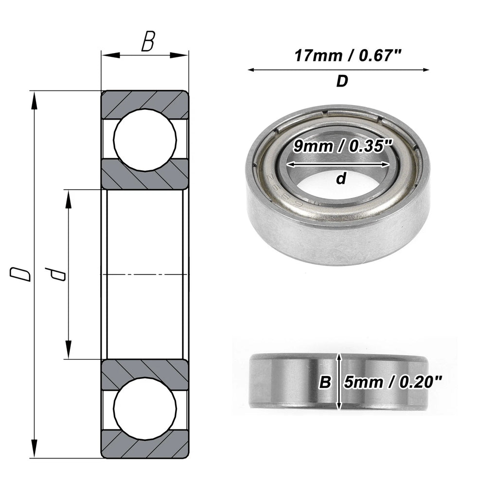 689ZZ Deep Groove Ball Bearing for Scooter Skateboard Wheel (9x17x5mm)