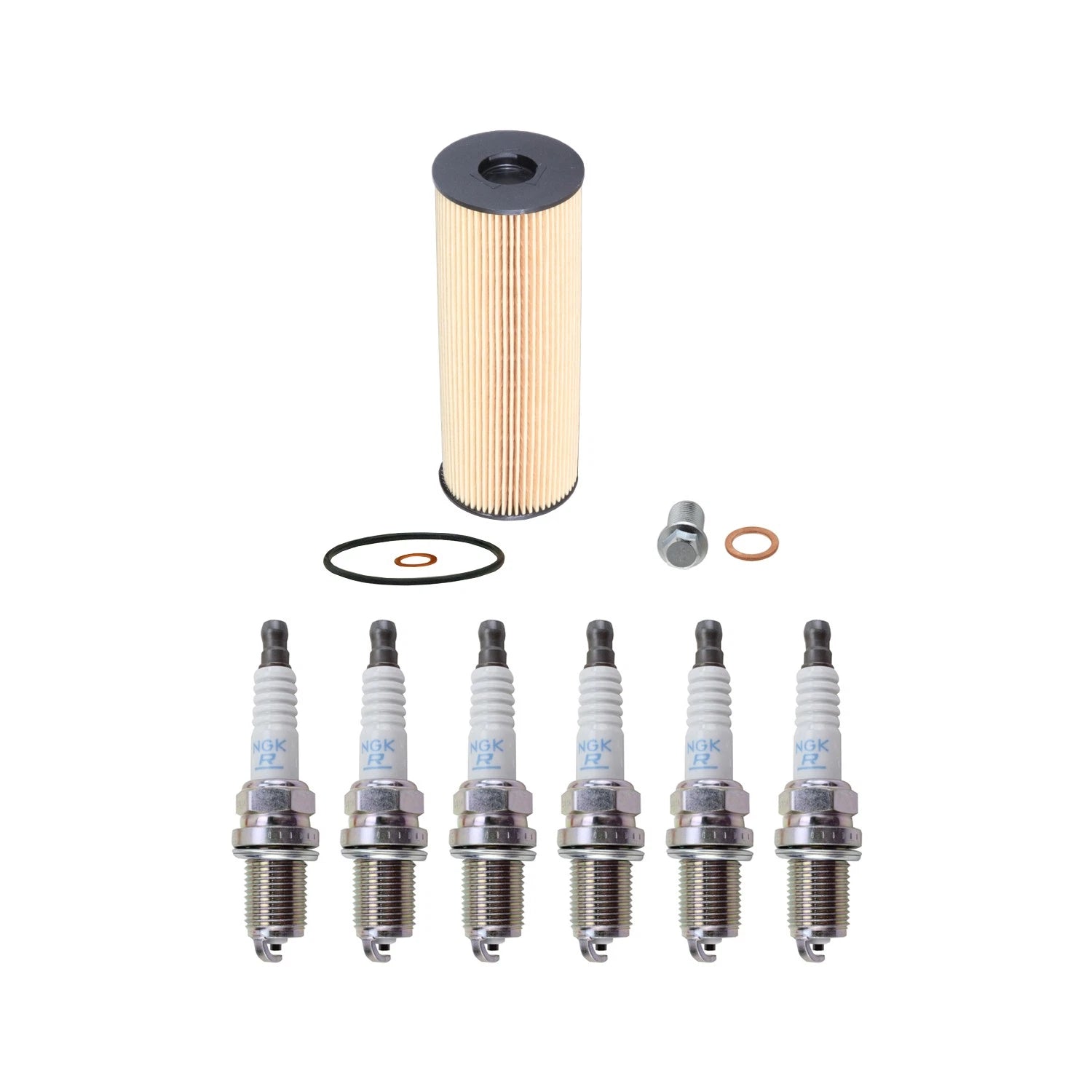 Wix Engine Oil Filter & NGK 6 Spark Plugs Kit for Mercedes W124 300CE 300E (1986–1995)