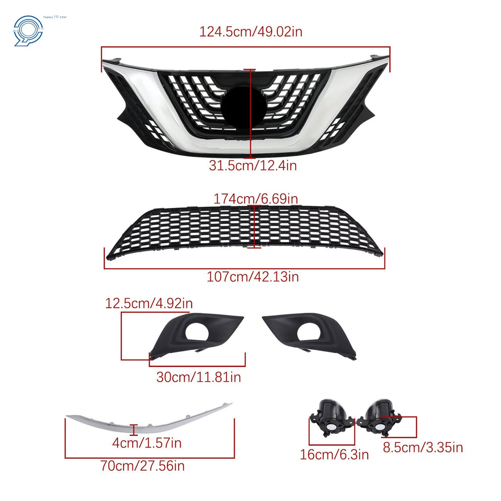 Set of 8 Trim Molding and Fog Lights for Nissan Murano (2015–2018)