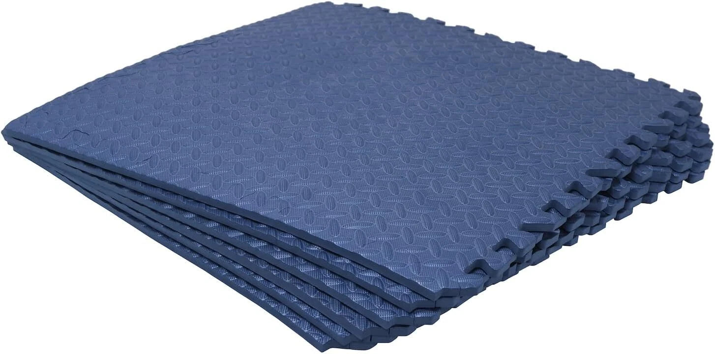 Set of 8 Blue EVA Foam Interlocking Exercise Mats for Gym Fitness Yoga