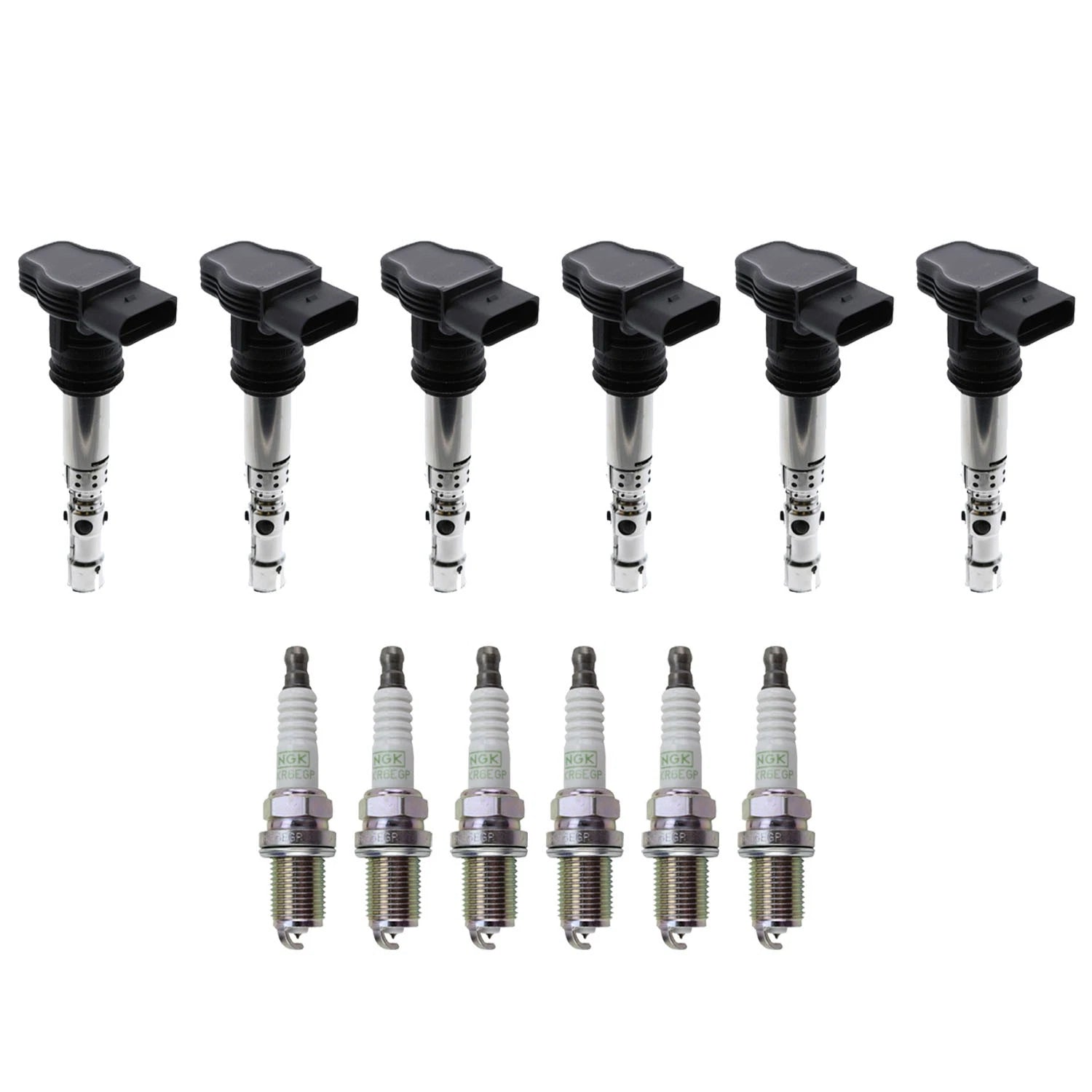 Set of 6 Ignition Coils & NGK Platinum Spark Plugs for Audi A6 Allroad Quattro (2000–2005)