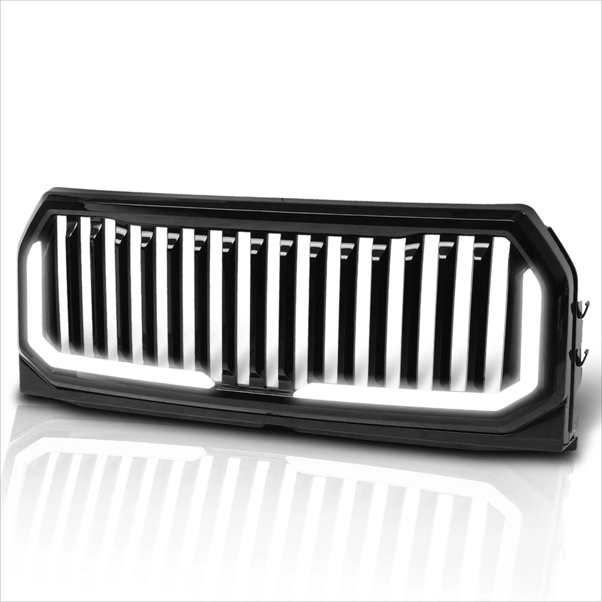 Vertical Fence ABS Front Bumper Grille Frame w/LED Light Bar for Ford F150 (2015–2017)