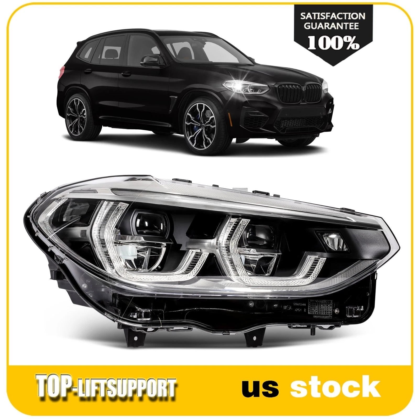 Right Side Full LED Headlight w/AFS for BMW X3 (2018–2021)
