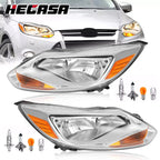 Clear Headlight Assembly Set for Ford Focus (2012–2014) L+R with Bulb