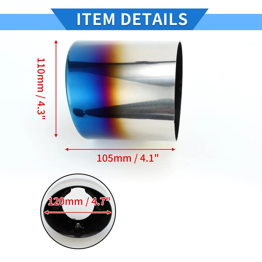 1 Pc Slant Cut Exhaust Tip 4.7" Inlet for Honda Accord (2008–2012) Burnt Blue