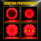 2pc 7" Round Red 36-LED Tail Light for School Bus Transit Vehicles