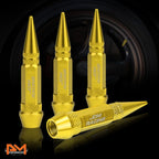 Set of 4 Gold Aluminum Spiked Tire Valve Stem Caps for Universal Fit