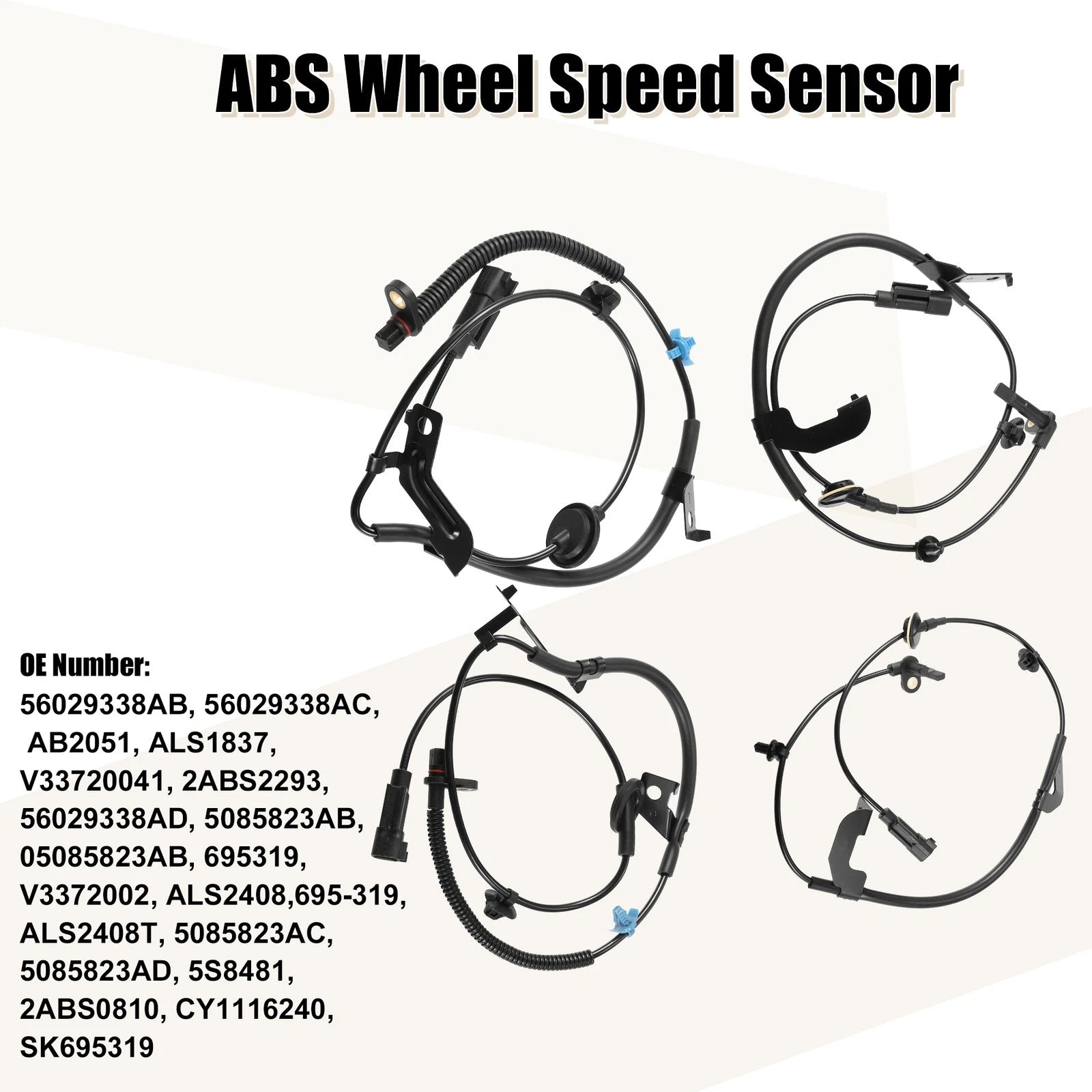 Set of 4 ABS Wheel Speed Sensors 56029338AB for Chrysler 200 (2011–2014)