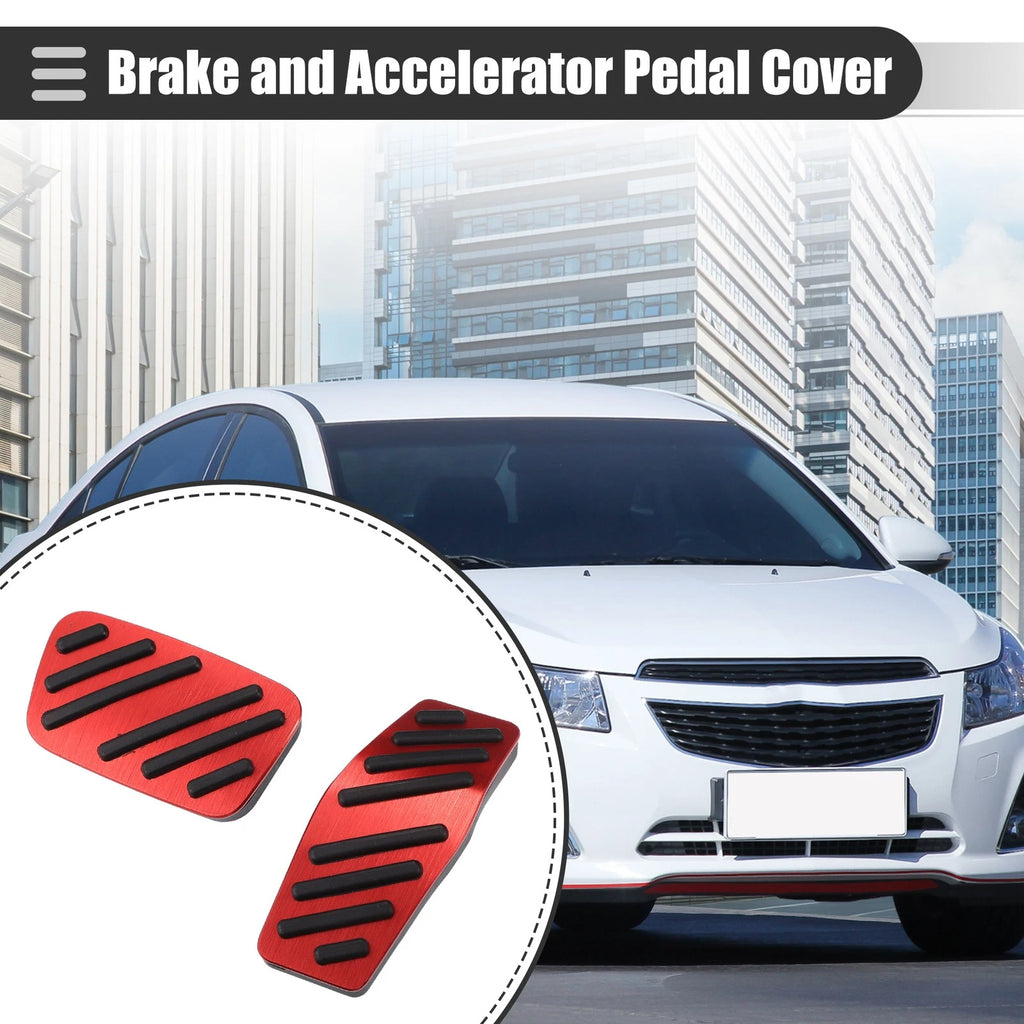 Set of 2 Brake and Accelerator Pedal Covers for Chevrolet Cruze (2009–2020) Black Red