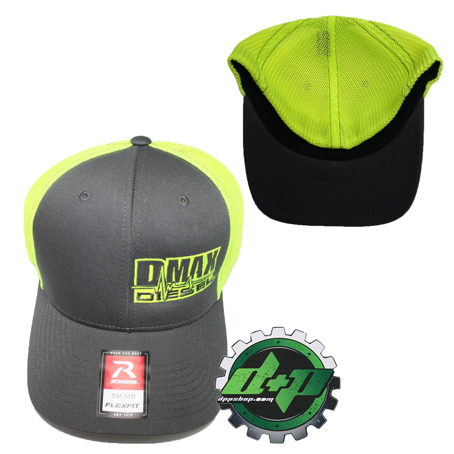 Duramax Diesel Flex Fit Hat for DMAX Truck (S/M) - Grey/Yellow Mesh Back