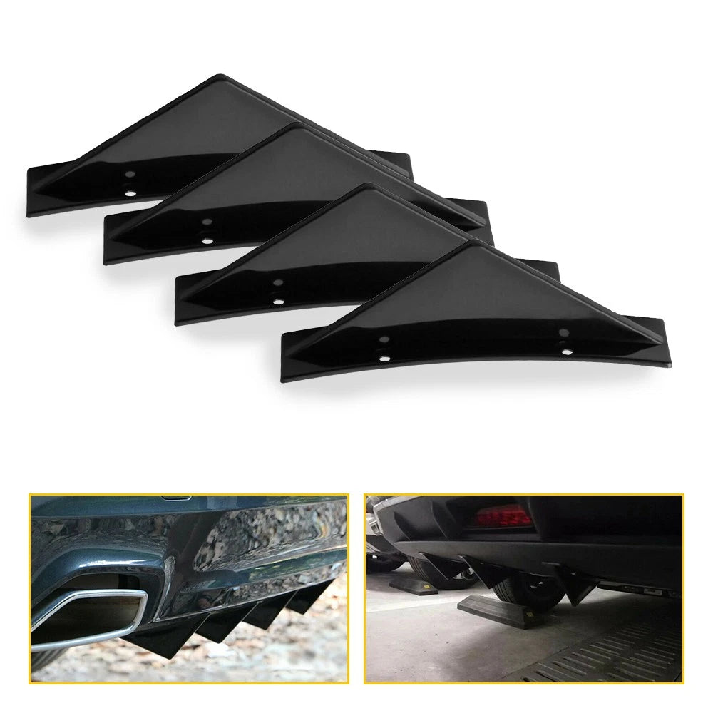 Rear Lower Bumper Diffuser for - 4 Shark Fin Splitter Black