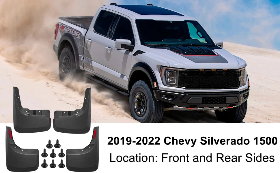 4x Mud Flaps Splash Guards for Chevrolet Silverado 1500 (2019-2022)