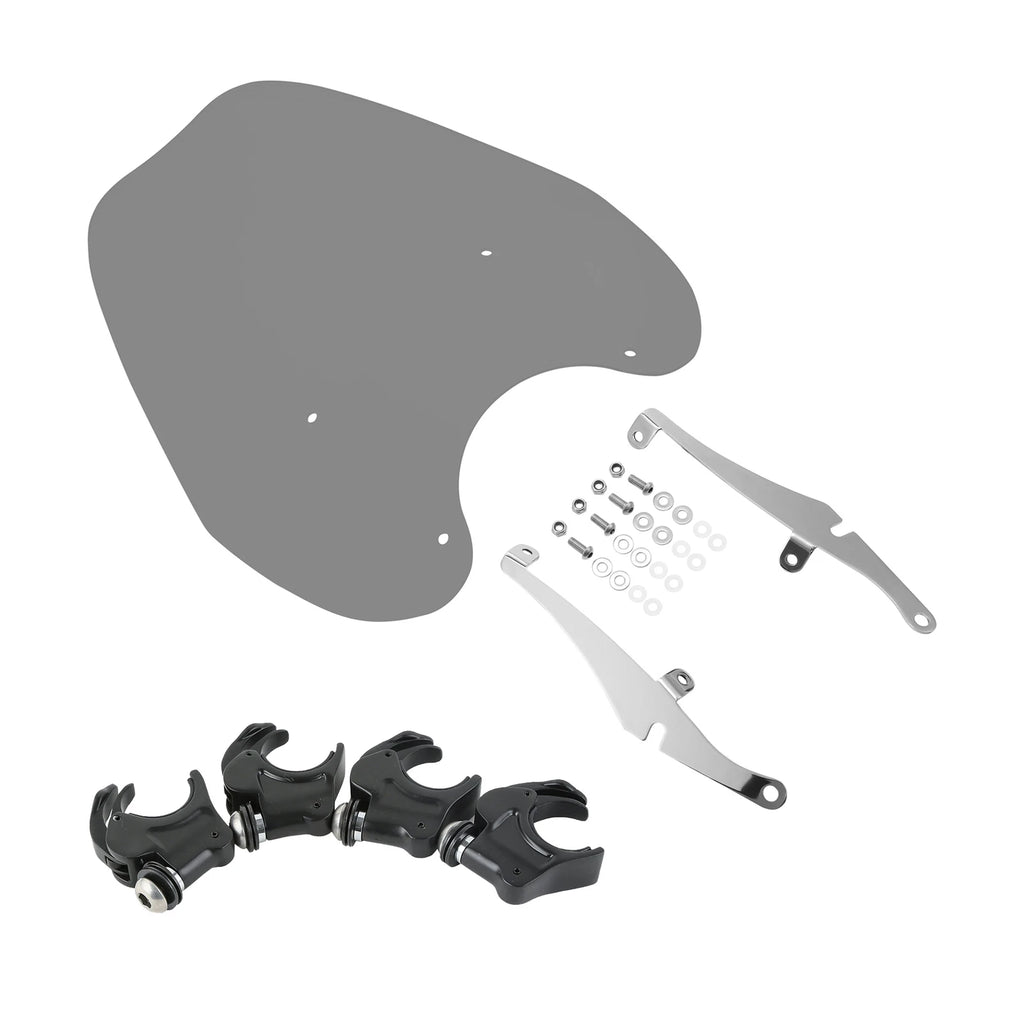 Windscreen Windshield & Bracket 39mm Clamps for Harley Dyna Fat Bob Sportster