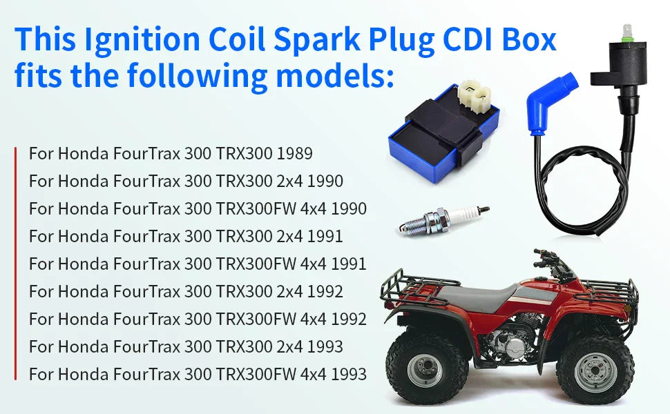 Ignition Coil Spark Plug CDI Box for Honda FourTrax 300 TRX300 (1990-1993)