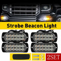 Set of 2 LED Amber Warning Hazard Beacon Light Bar for Universal Vehicles