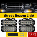 Set of 2 LED Amber Warning Hazard Beacon Light Bar for Universal Vehicles