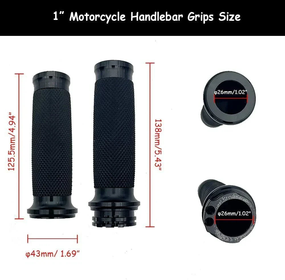 Black 1" 25mm Handlebar Grips for Harley Dyna FatBoy Sportster 1200 883