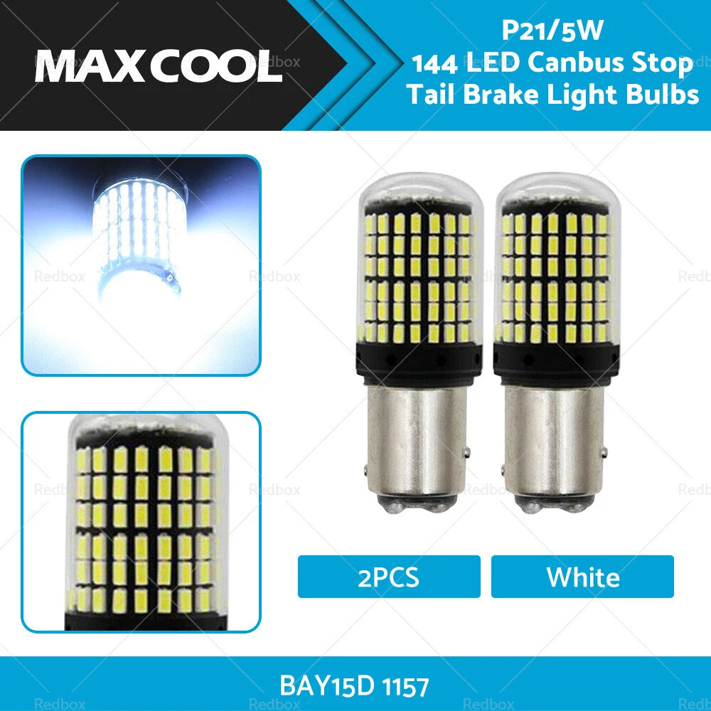 2X P21/5W BAY15D 1157 144SMD White LED Brake Light Bulbs for Cars