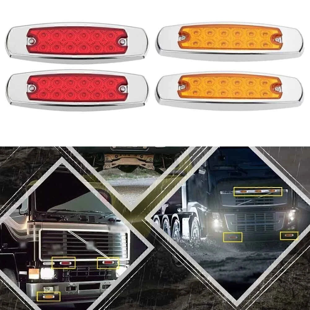 Set of 4 LED Sealed Side Marker Clearance Lights for Trailer (Fish Shape)