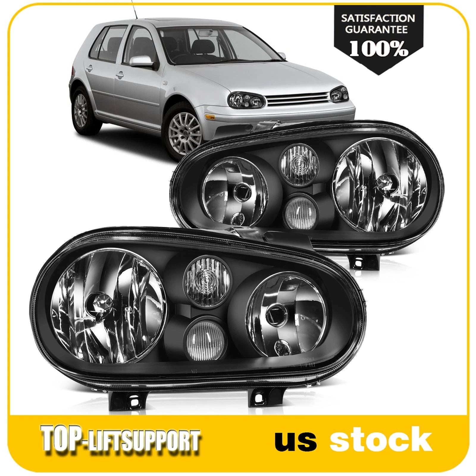 Set of 2 Headlights for Volkswagen Golf Cabrio (1999–2006)