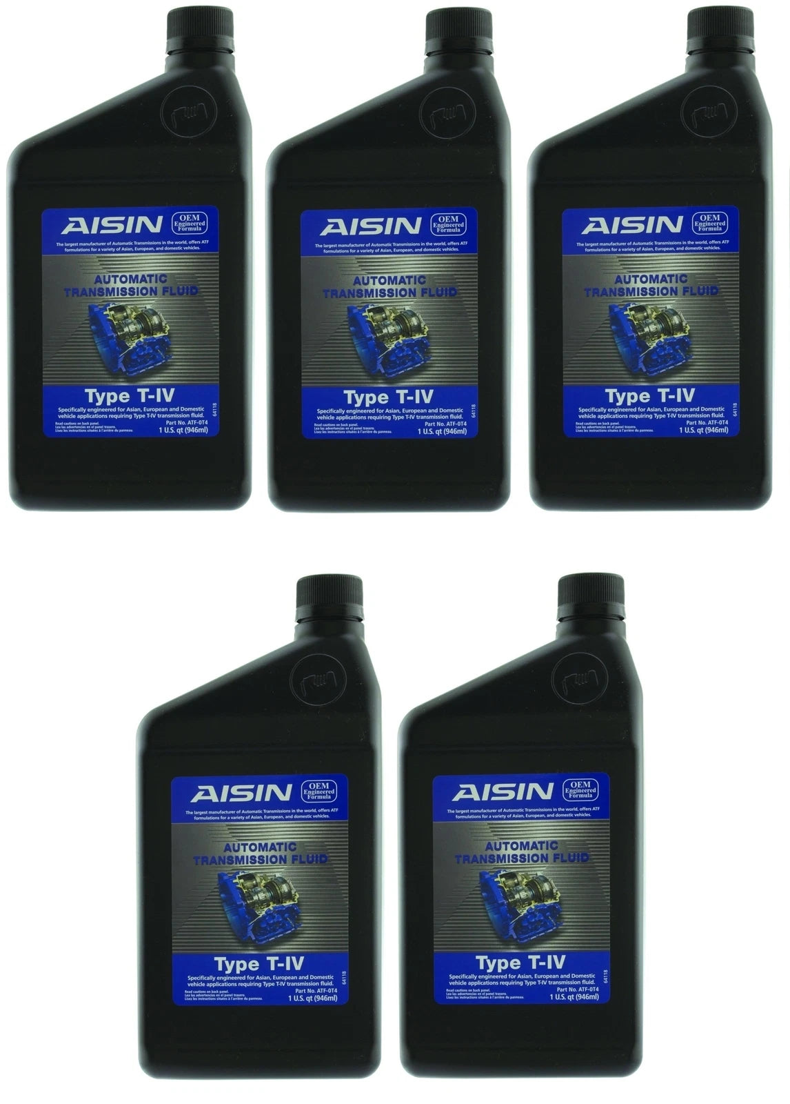 Set of 5 Aisin Auto Trans Fluids for Audi Ford Mini Toyota VW Volvo