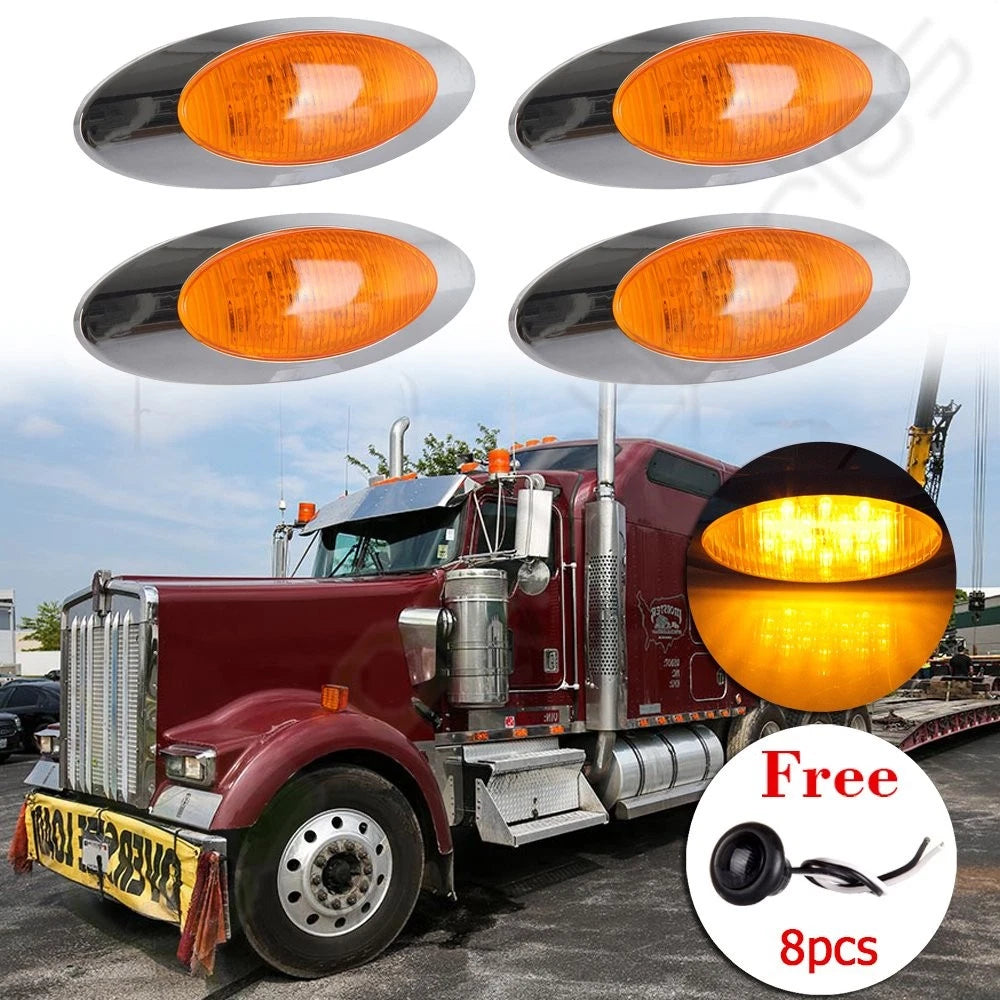 Set of 4 Amber 16 LED Side Marker Turn Brake Indicator Lights for