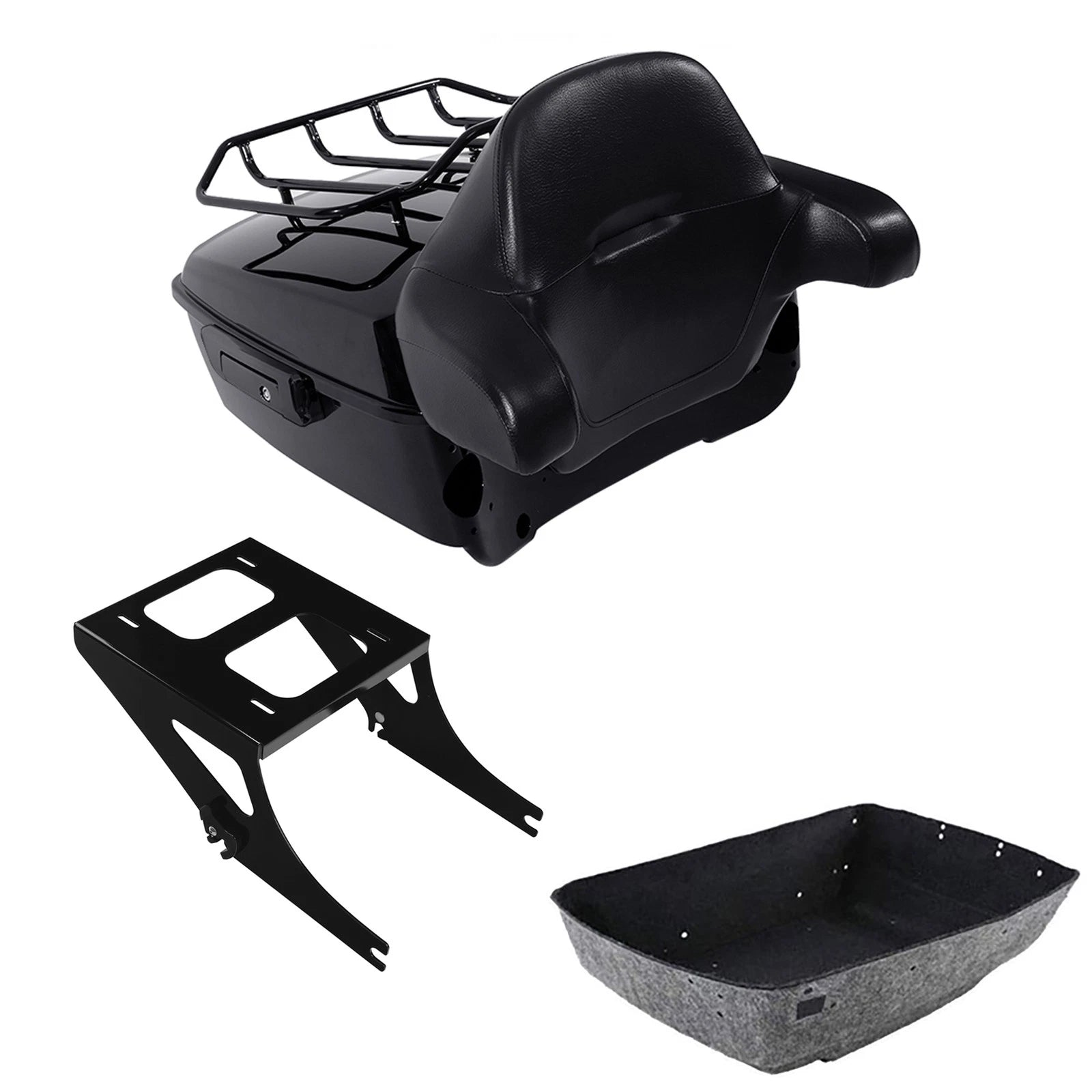 Trunk Luggage Backrest Pad Mount Rack for Harley Fat Boy (2008–2017)