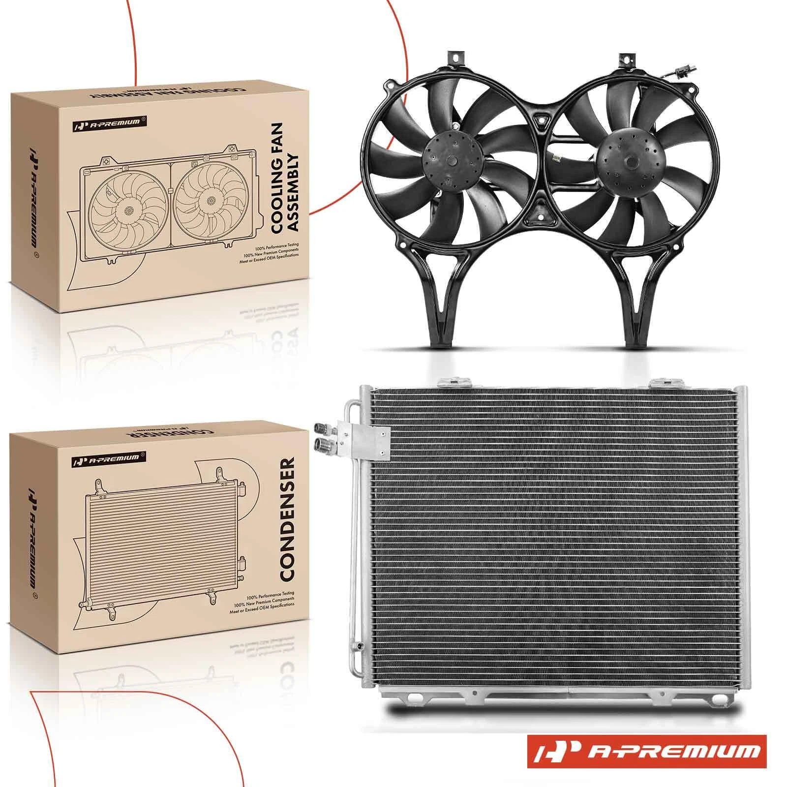 AC condenser and cooling fan assembly kit for Mercedes-Benz W210 (1996–2002)