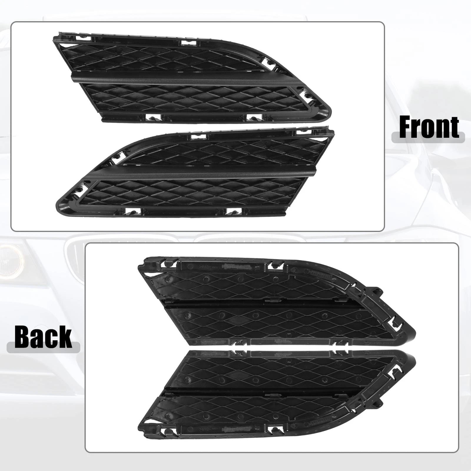 2X Fog Light Grille Black for BMW 328i (2009–2010) 51117198901