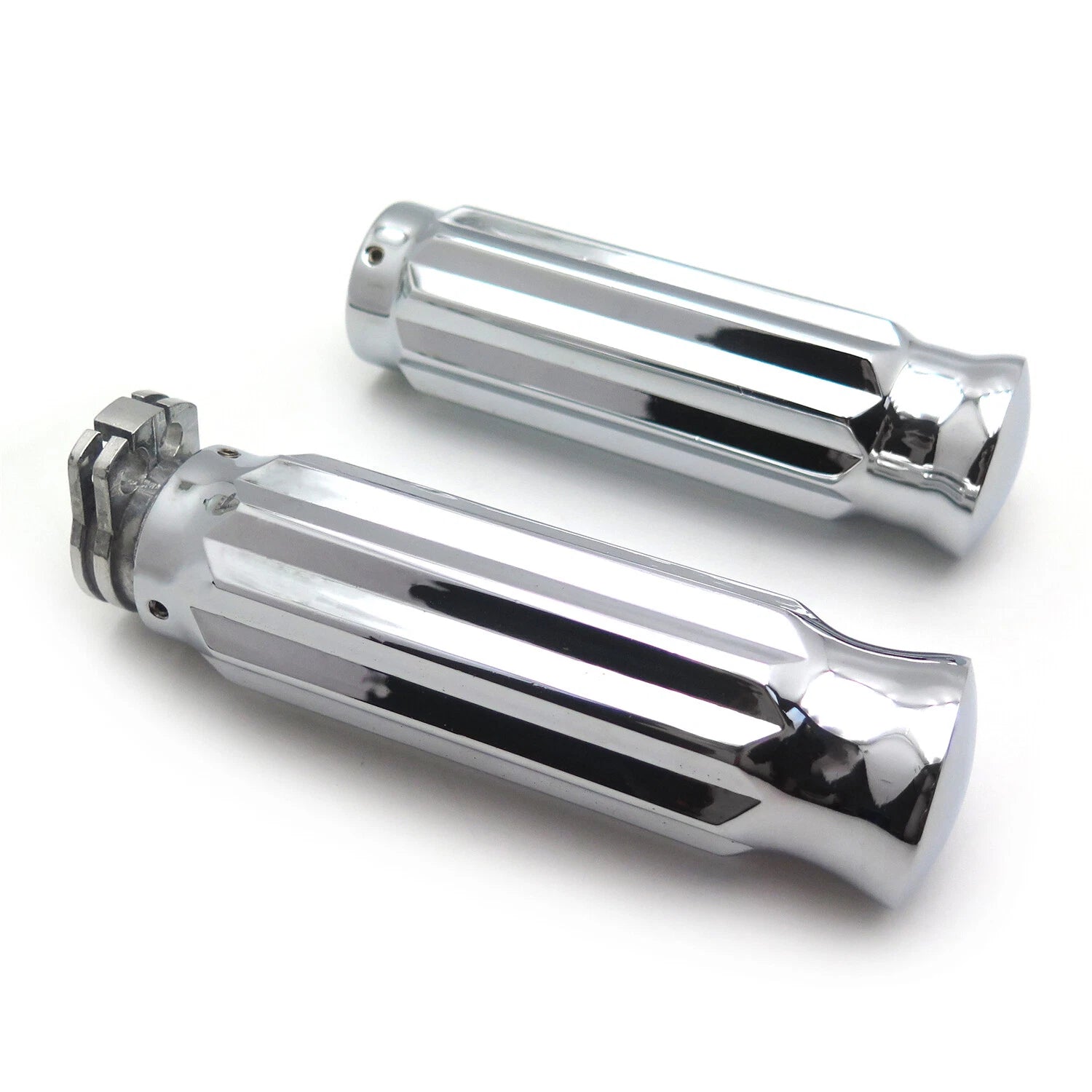 7/8" Chrome Handle Bar Hand Grips for Suzuki Kawasaki Yamaha Honda (22mm)