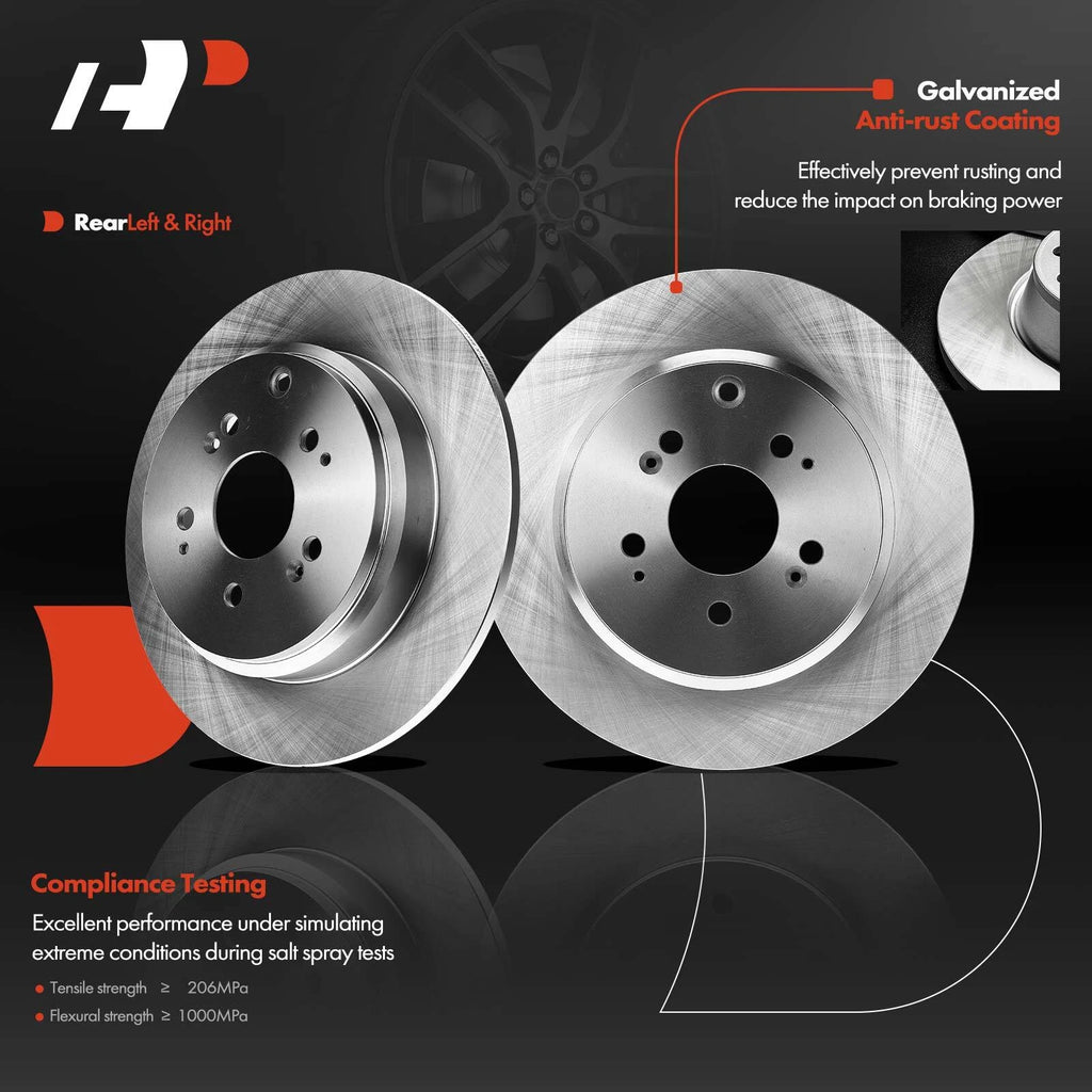 Rear Brake Rotors & Pads + Hub Bearing for Honda Pilot Acura ZDX (2009–2015)