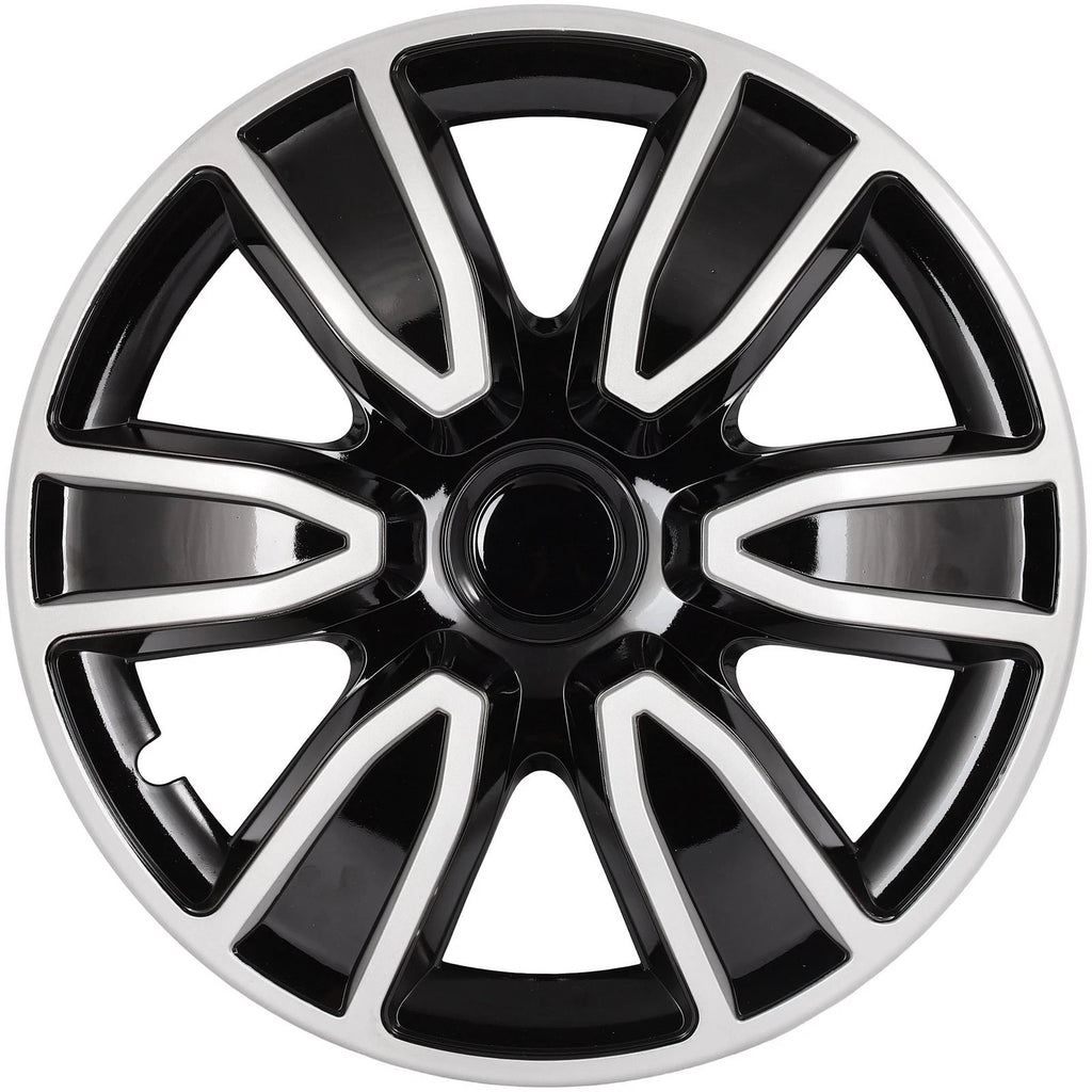 Set of 4 Wheel Hub Caps for R15 Tire (15" Inch) Black & White