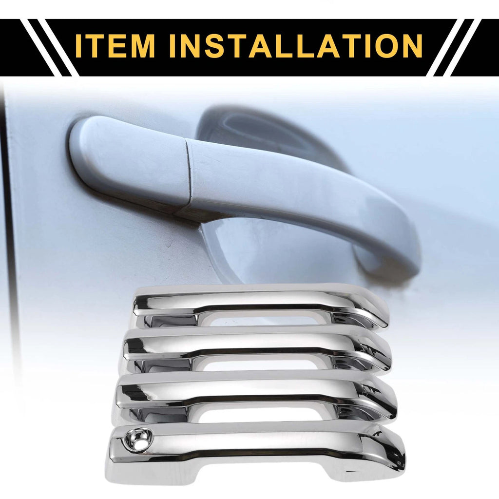 Set of 4 Car Exterior Door Handle Covers for Toyota Tundra (2022) Silver Tone
