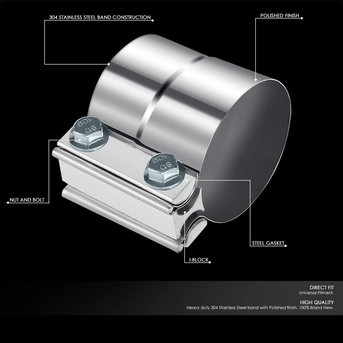 2.5" Lap Joint Exhaust Band Clamp for Universal Applications