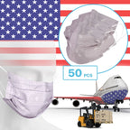 50 PCS - 3-Ply Disposable Face Mask Protective Cover (Lavender Plaid)