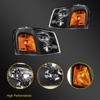 Headlight Assembly Set for GMC Envoy, GMC Jimmy (2002–2009) Black