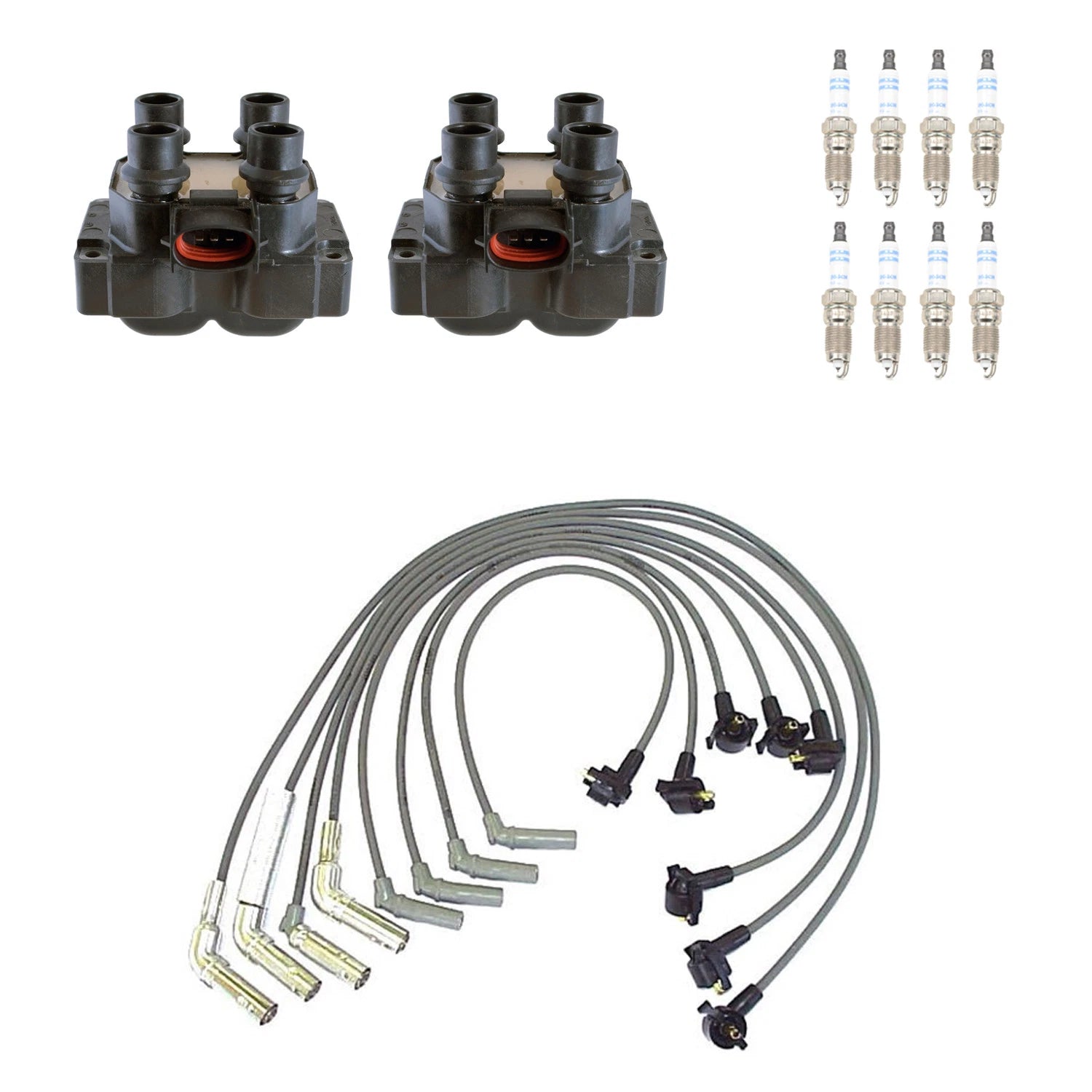 Set of 2 Ignition Coil Wires & 8 Bosch Platinum Spark Plugs for Explorer V8