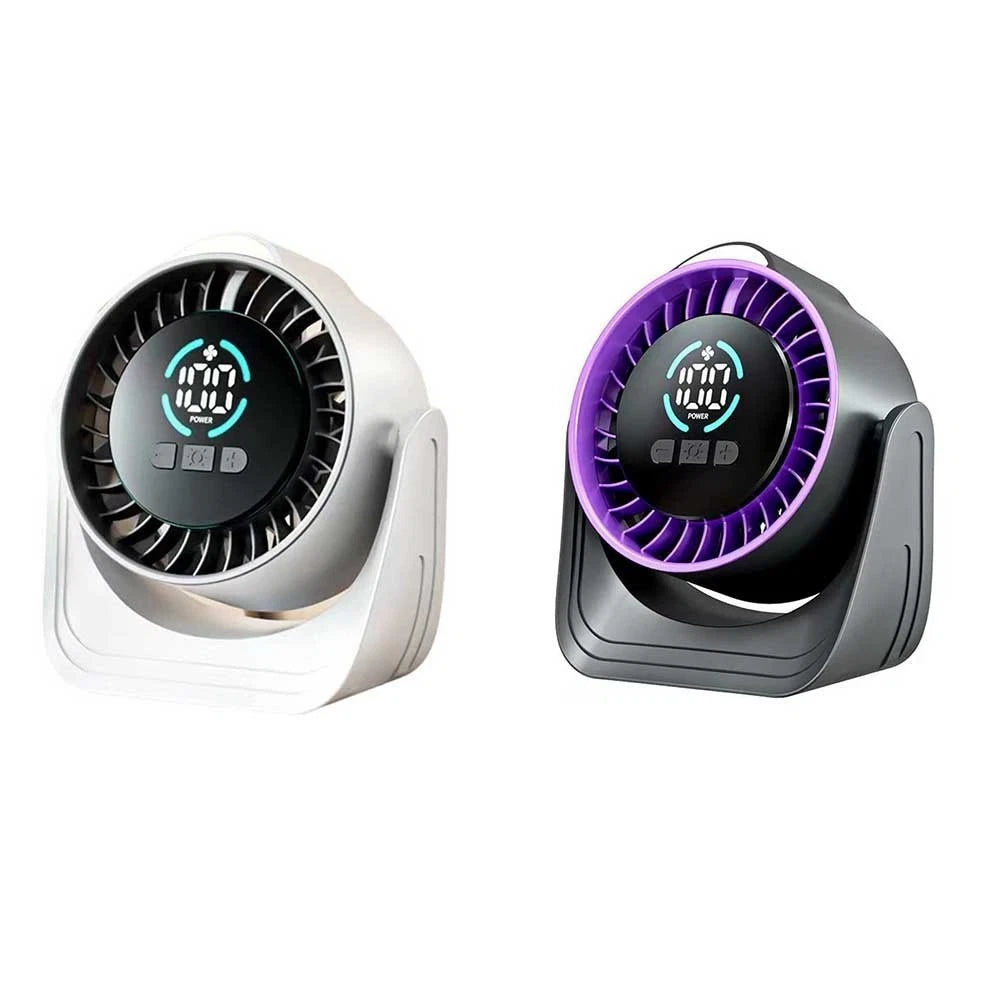 Rechargeable Small Desk Fan with 12-Hour Battery Life and LED Readout