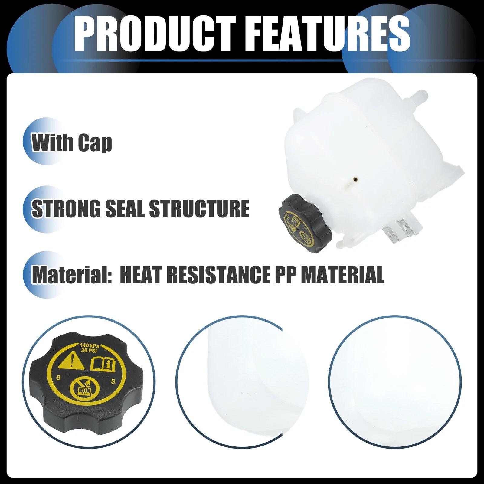 Set of 1 Coolant Expansion Overflow Tank w/ Cap No. 95992466 for Chevrolet Beat (2010–2019)