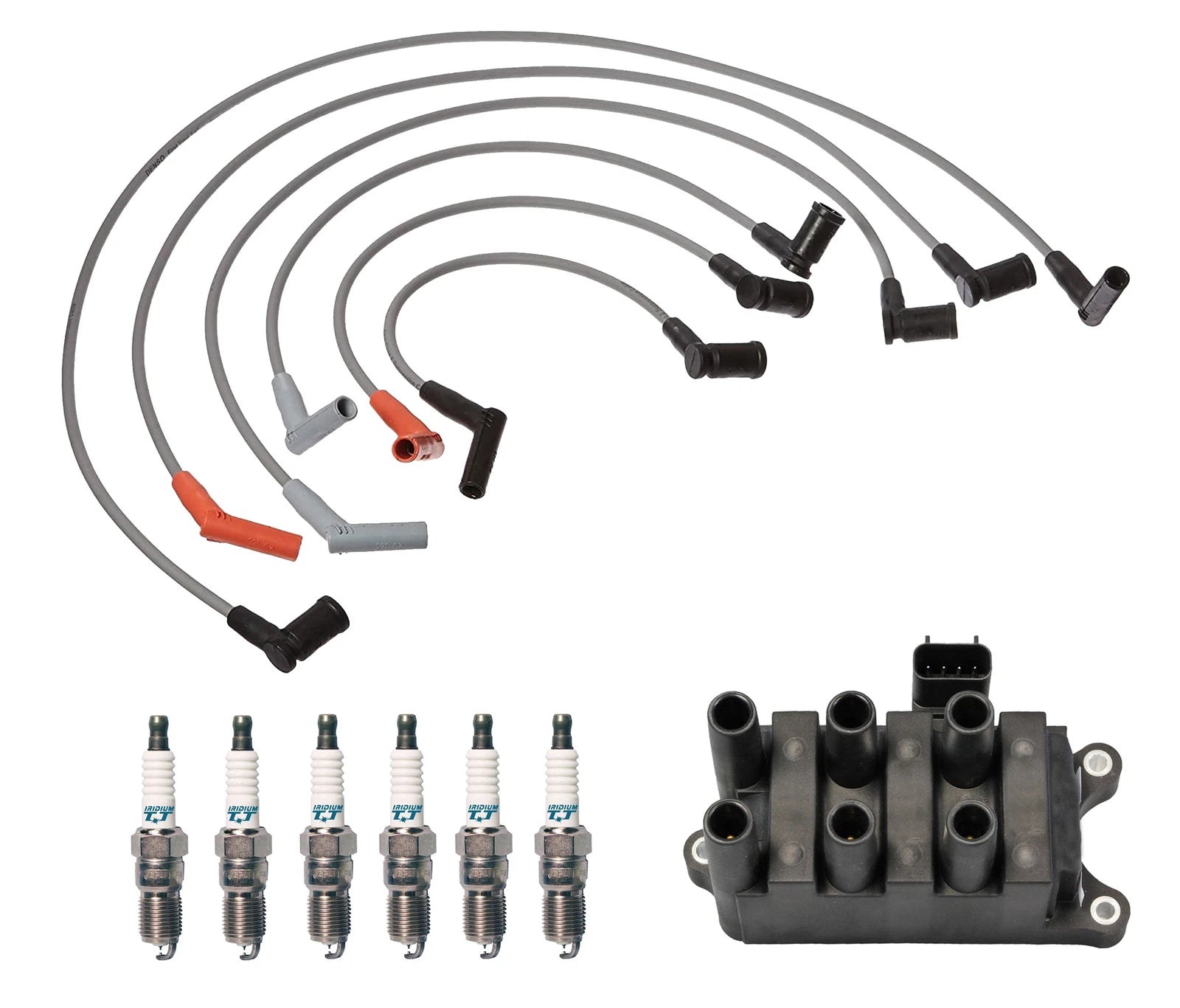 Set of 6 Denso Ignition Coil Wire & Iridium TT Spark Plugs for Ford Mazda 3.0L V6