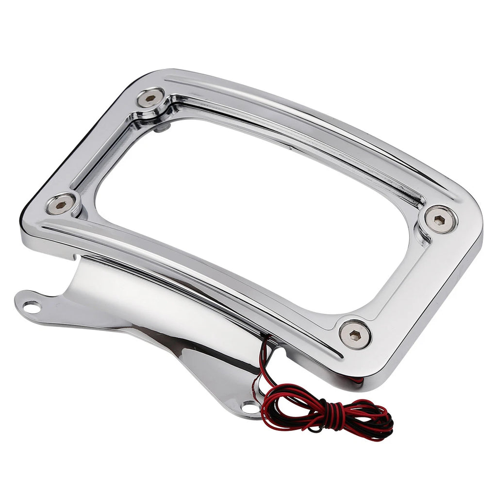 Curved Laydown License Plate Mount Frame Light for Harley Road King (2017–2023)