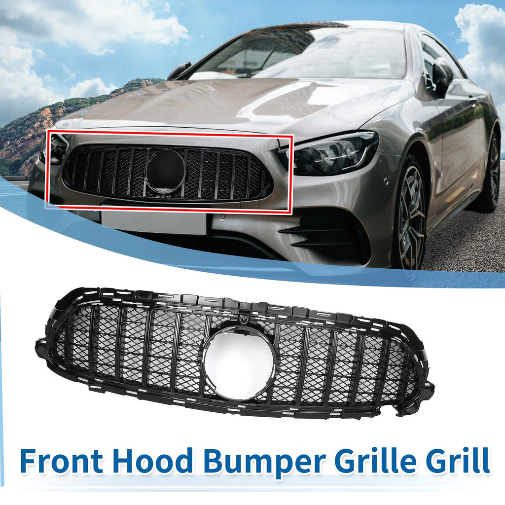 Front Upper Bumper Grille for Mercedes E200 (2017–2020) AMG Black