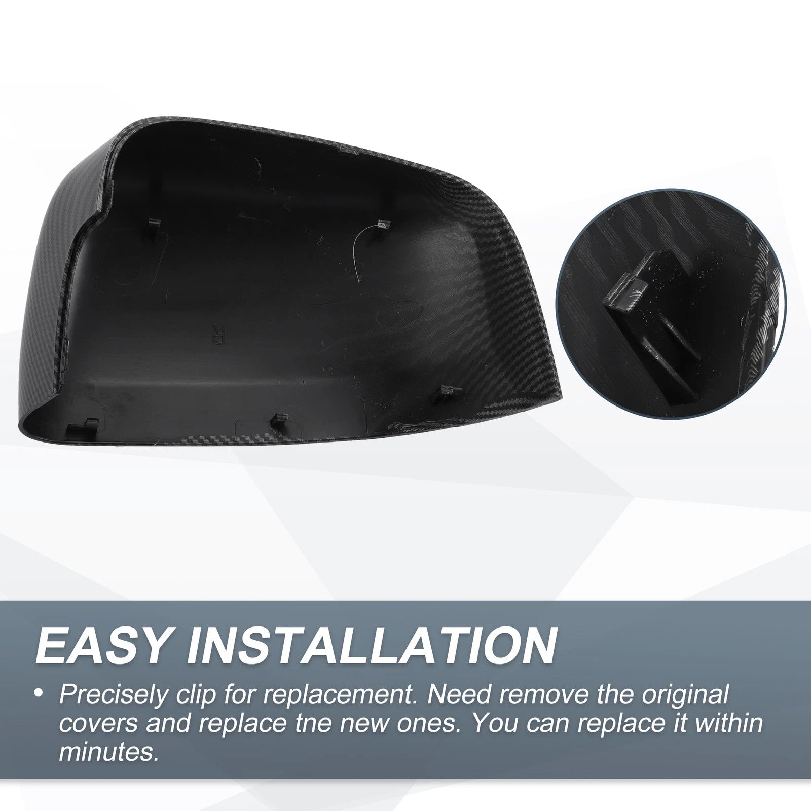 Set of 2 Rearview Mirror Cover Caps Black Carbon Fiber for Jeep Grand Cherokee (2011–2021)