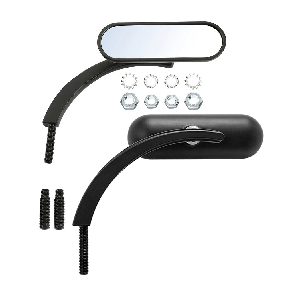 Black Mini Oval Rear View Mirrors for Harley Touring Dyna Sportster (883–1200)